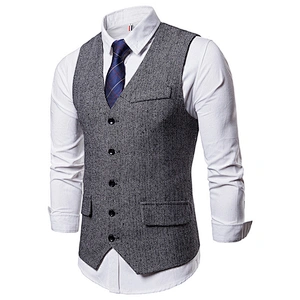 Smart Casual Black Suit Vest Men Single Breasted Chalecos Hombre Formal Solid Men Vest Waistcoat