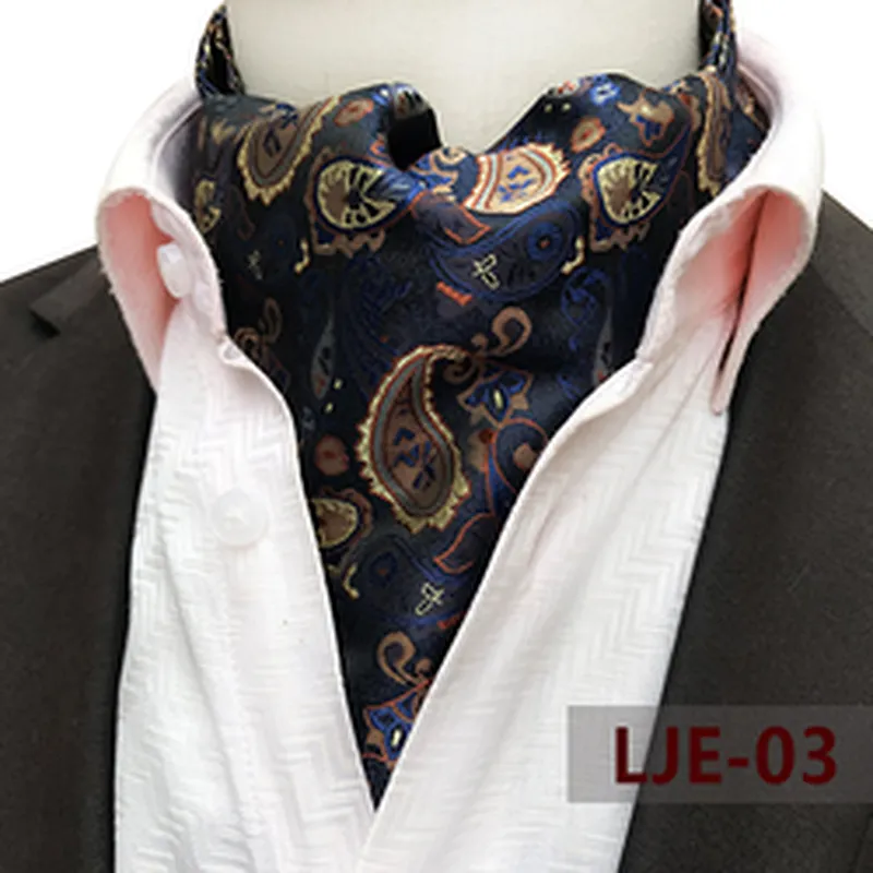 Classic Paisley Folard Mens Ascot Casual Cravate Homme Polyester Jacquard Woven Ties For Men Italian