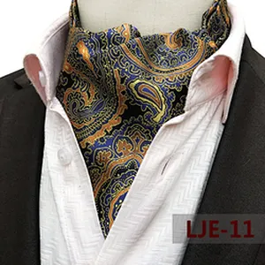 Fashion Paisley Folard Mens Ascot Casual Cravate Homme Polyester Jacquard Woven Ties For Men Italian