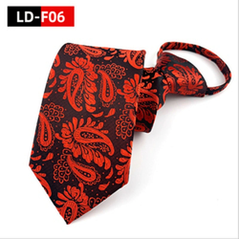 Wholesale Neck Tie Lazy Adjustable Elastic Popular Boy Zipper Tie Polyester Jacquard White Zipper Ties For Men