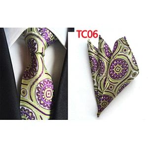 Fashionl Paisley Neckties with Pocket Square Custom Ensemble Cravate Mouchoirs Wholesale Men Ties and Hanky Set