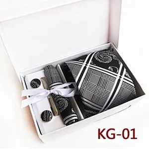 Custom Neckties with Pocket Squares Classic Stripe Men Ties and Hanky Set Tie Clip Pocket Square and Cufflink Set in Gift Box