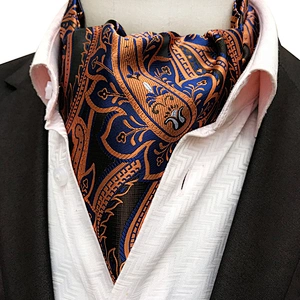 Fashion Paisley Folard Mens Ascot Casual Cravate Homme Polyester Jacquard Woven Ties For Men Italian