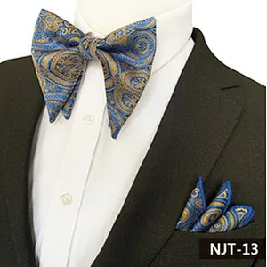 Paisley Mens Bow Ties and Hanky Sets Custom Pocket Squares for Men Casual Men Bow Tie Sets Handkerchief Set