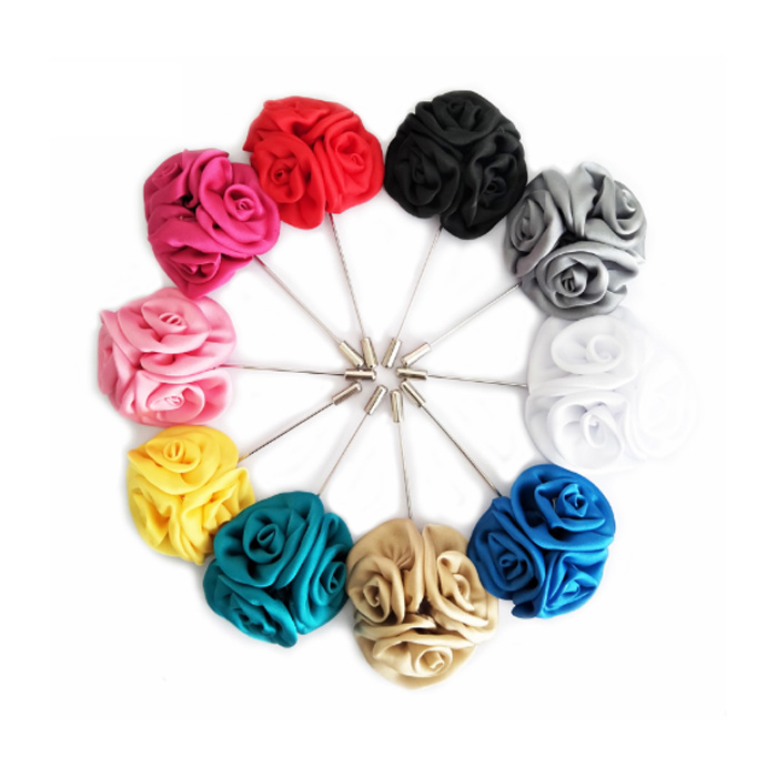 fabric metal lapel flower pin hibiscus design lapel pin boutonniere