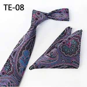 Casual Men Ties and Hanky Set Fashion Floral Neckties with Pocket Square Navy Ensemble Cravate Mouchoirs