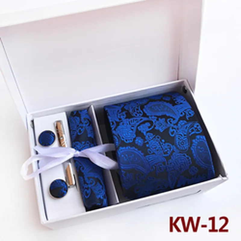 Casual Neckties With Pocket Squares Custom Men Ties and Hanky Set Paisley Tie Pocket Square and Cufflink Set Gift Box