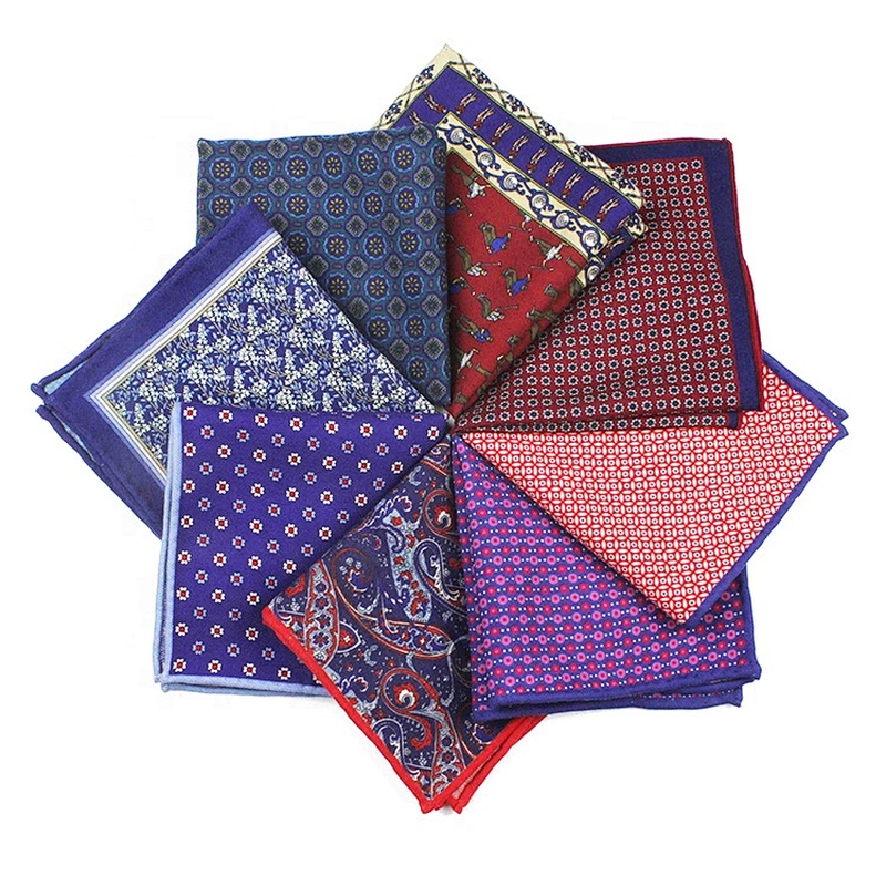 Cheap Pocket Square Style 100%Cotton Hankies Wool Handkerchief Men Custom Logo Printed Gift