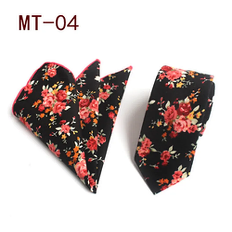Casual Neckties with Pocket Squares Floral Men Ties and Hanky Set Classic Neck Ties For Men