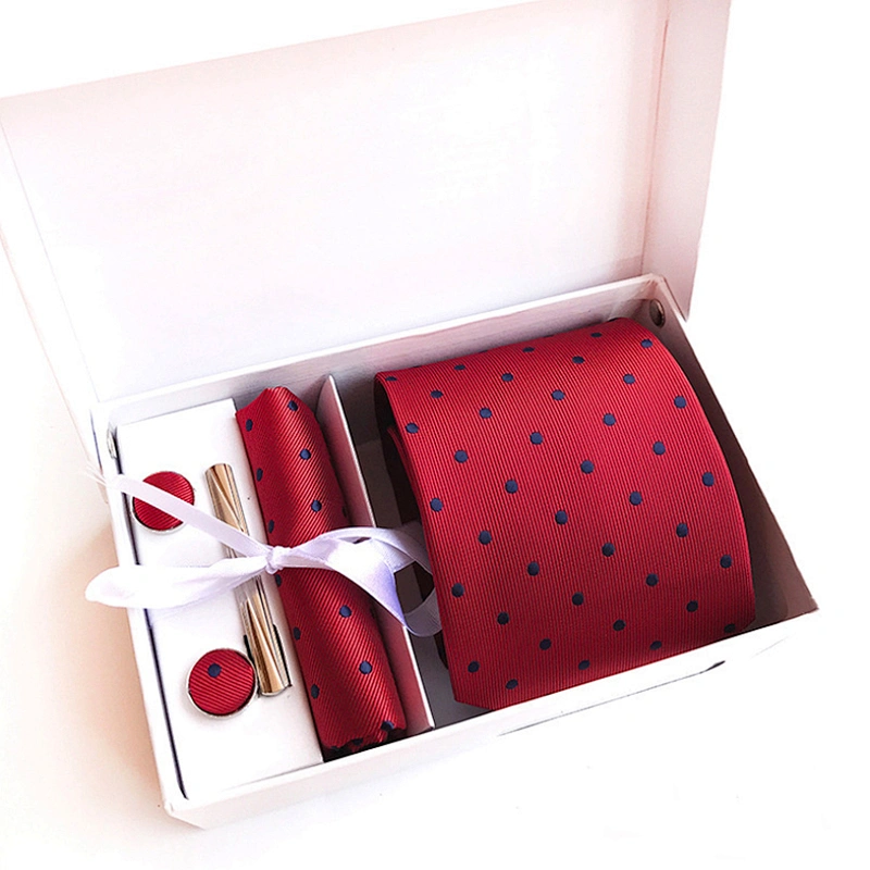 Classic Dot Neckties with Pocket Squares Custom Men Ties and Hanky Set Tie Clip Pocket Square and Cufflink Set Gift Box