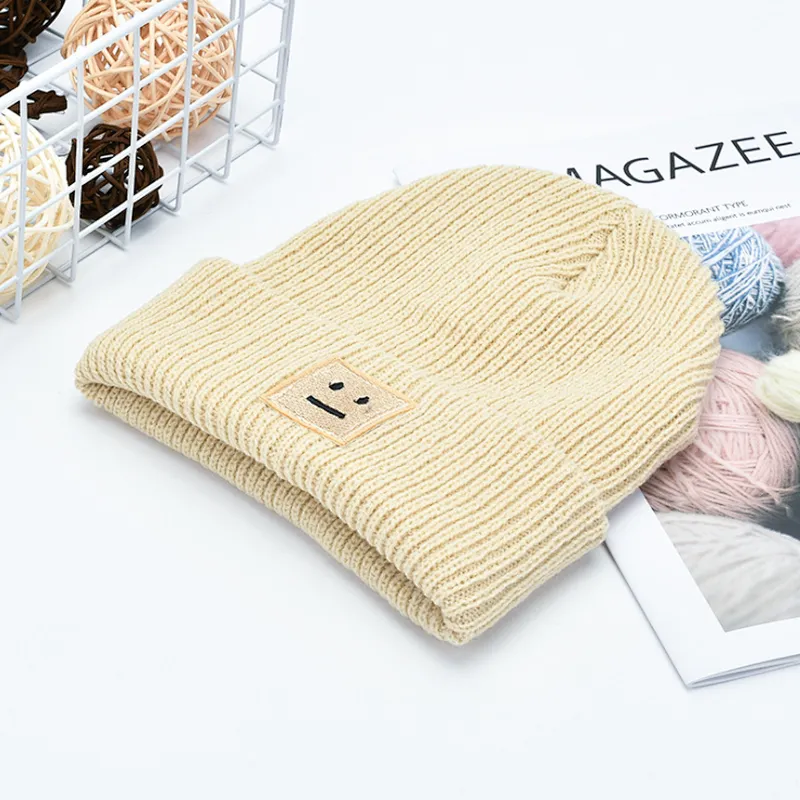 Winter Custom Logo Fashion Fitted Knitting Embroidery Hat for Kids Children Beanie Hat for Girls