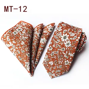 Casual Neckties with Pocket Squares Floral Men Ties and Hanky Set Classic Neck Ties For Men