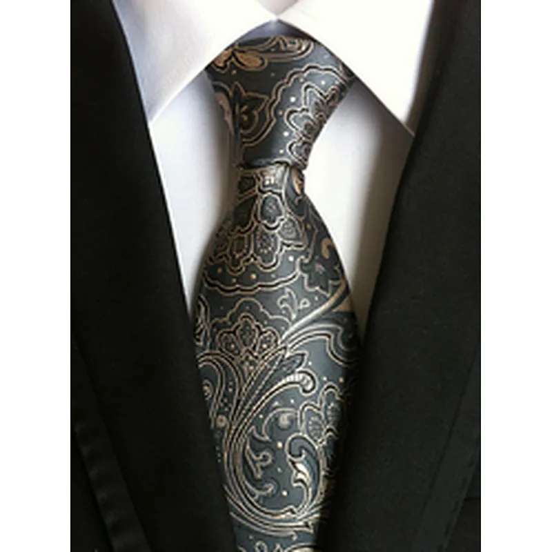 Wholesale Silk Neckties Men Luxury Paisley Silk Ties Jacquard Woven Polyester Cravate Homme