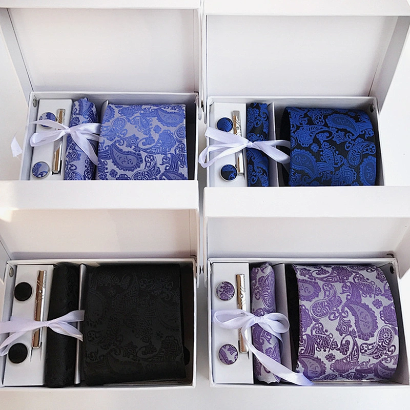 Casual Neckties With Pocket Squares Custom Men Ties and Hanky Set Paisley Tie Pocket Square and Cufflink Set Gift Box