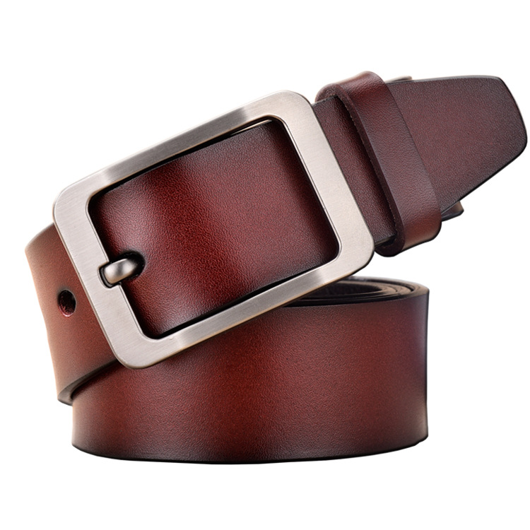 Custom logo men's pin buckle belt casual real Leather belt for men