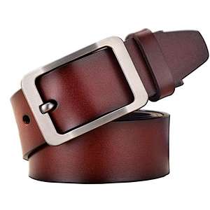 Custom logo men's pin buckle belt casual real Leather belt for men