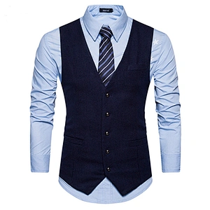Formal Men Vest Waistcoat Casual Solid Suit Vest Men Single Breasted Cotton Chalecos Hombre