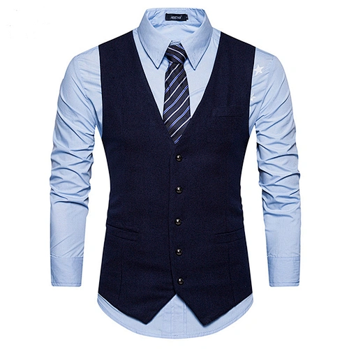 Formal Men Vest Waistcoat Casual Solid Suit Vest Men Single Breasted Cotton Chalecos Hombre