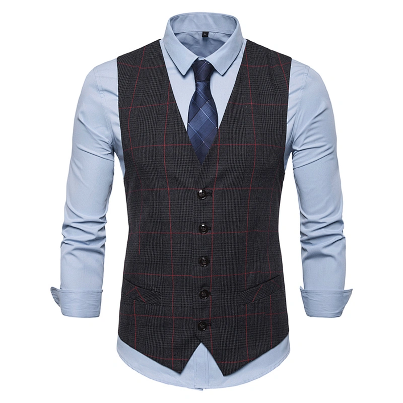 Striped Men Vest Waistcoat Formal Single Breasted Suit Vest Men Cotton Black Gilet Vest