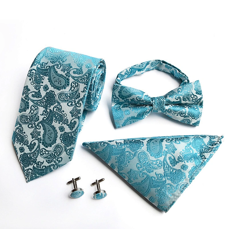 Paisley Bow Tie Necktie Set Gift Box Fashion Mens Neck Tie Set Wholesale Tie Pocket Square And Cufflink Set