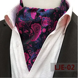 Fashion Paisley Folard Mens Ascot Casual Cravate Homme Polyester Jacquard Woven Ties For Men Italian