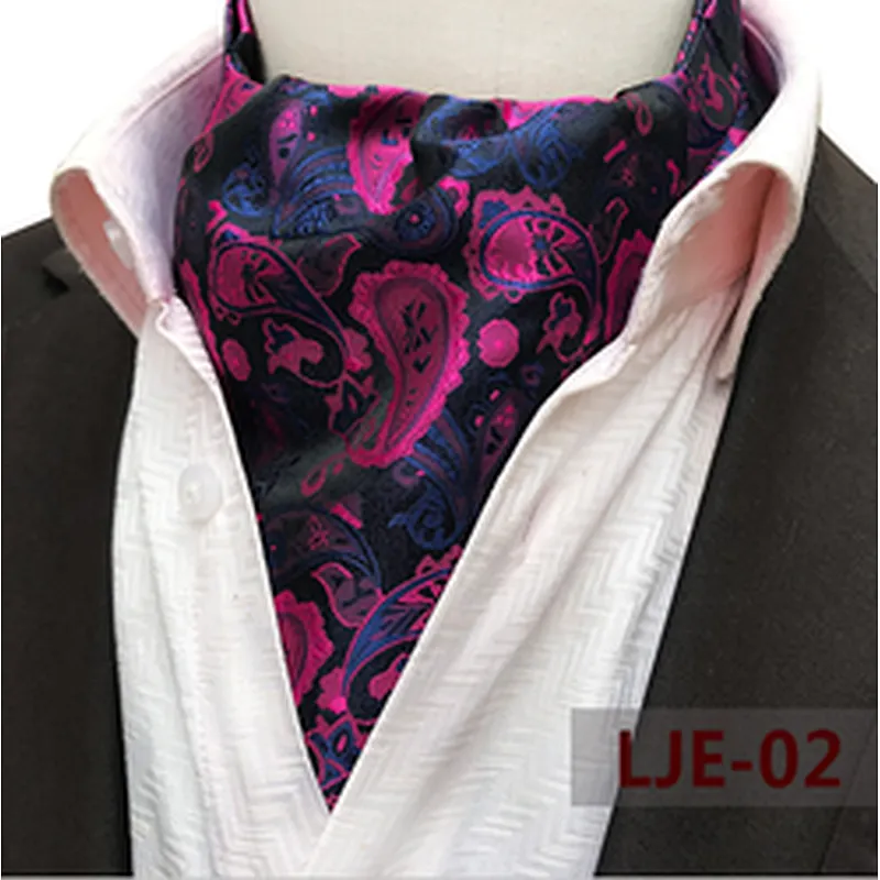 Fashion Paisley Folard Mens Ascot Casual Cravate Homme Polyester Jacquard Woven Ties For Men Italian