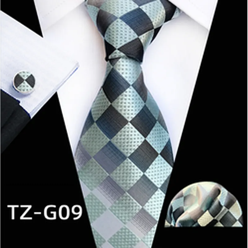 Striped Neckties with Pocket Squares Wholesale Men Ties and Hanky Set Classic Tie and Cufflinks Set Ensemble Cravate