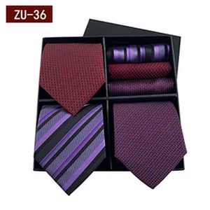 2021 Regular Men Ties and Hanky Set Custom Men Necktie Set Gift Box Fashion Mens Ties and Pocket Square Set