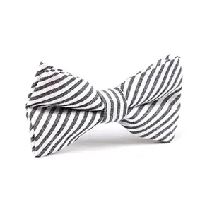 Self Tie Bow Tie for School Traditional Women Stripe Custom Designs Silk Embroidered Colorful Dobby