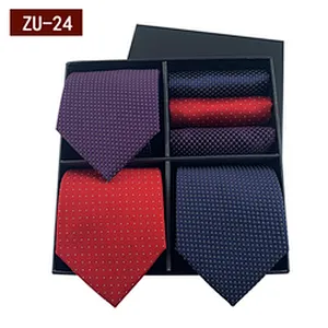 2021 Regular Men Ties and Hanky Set Custom Men Necktie Set Gift Box Luxury Mens Ties and Pocket Square Set