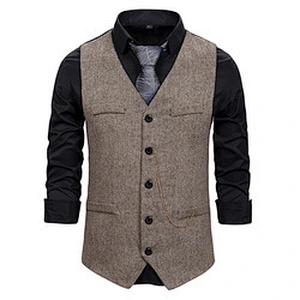 Formal Men's Vests & Waistcoats Suits Casual Cotton Men's Innerwear Vest Solid Chalecos Hombre With Chains