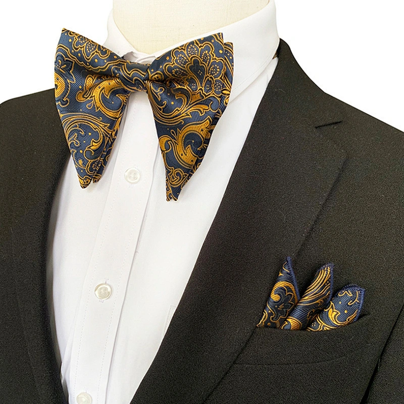 Custom Pocket Squares for Men Fashion Mens Bow Ties and Hanky Sets Paisley Men Bow Tie Sets Handkerchief Set