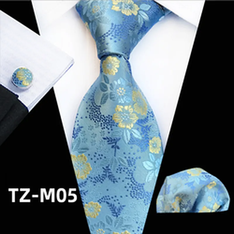Wholesale Floral Men Ties And Hanky Cufflinks Set Casual Ties For Men Italian Luxury Neckties With Pocket Squares