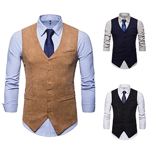 Casual Solid Chalecos Hombre Formal Men Vest Waistcoat Single Breasted Corduroy Men's Innerwear Vest Suit
