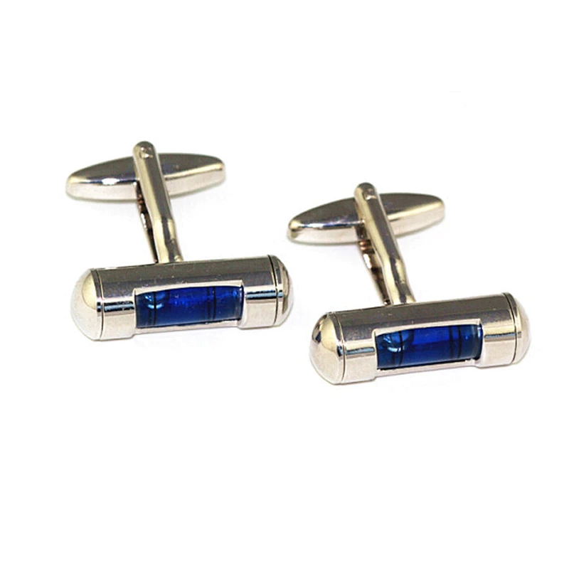 Custom men's birthday gift shiny blue cufflinks