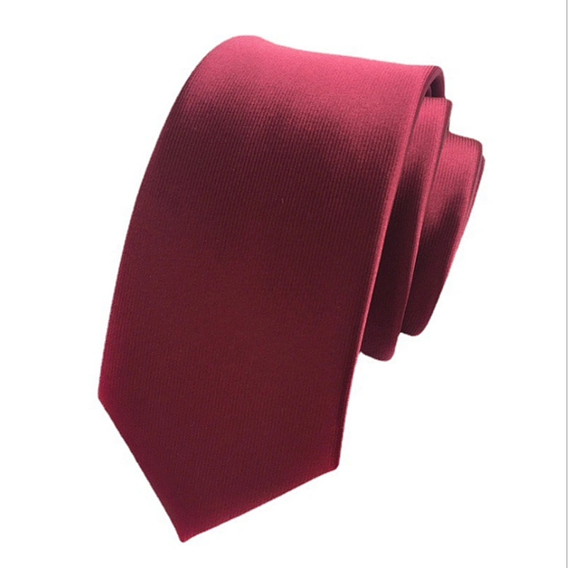 Wholesale Ties Men Custom Logo Classic Plain Slim Polyester Woven Solid color Necktie