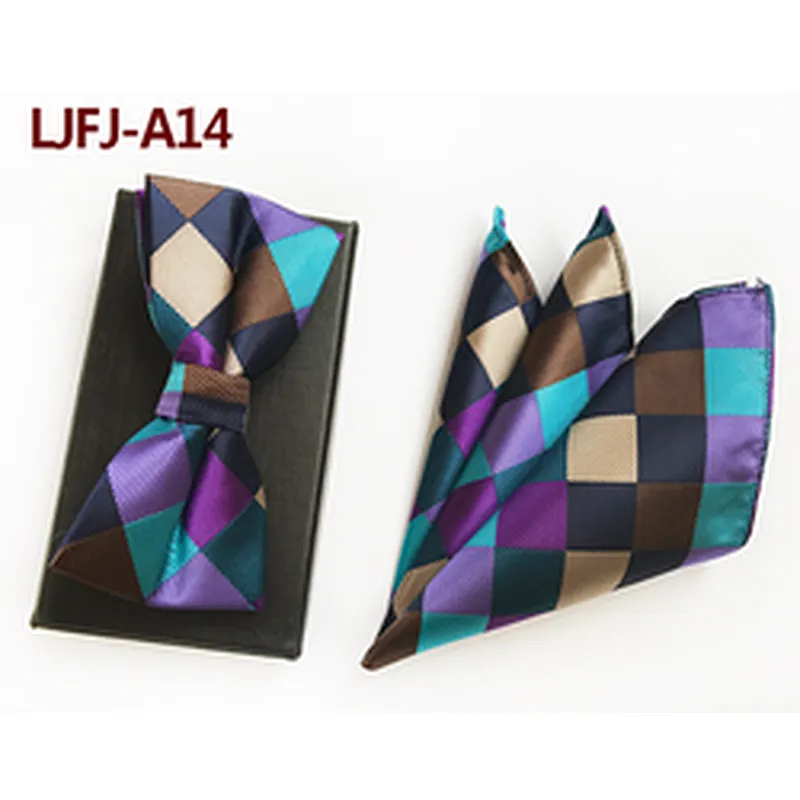 Classic Mens Bow Ties and Hanky Sets Custom Pocket Squares for Men Stripe Men Bow Tie Sets Handkerchief Set
