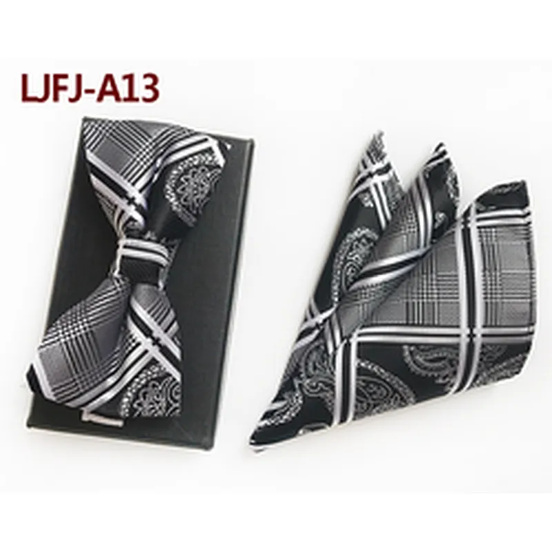 Custom Pocket Squares for Men Classic Mens Bow Ties and Hanky Sets Stripe Men Bow Tie Sets Handkerchief Set