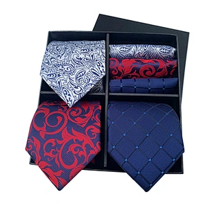 Fashion Gravata Masculina Luxury Jacquard Mens Ties Silk Box Set Custom Necktie Set Gift Box With Logo