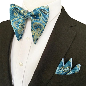 Paisley Mens Bow Ties and Hanky Sets Custom Pocket Squares for Men Casual Men Bow Tie Sets Handkerchief Set