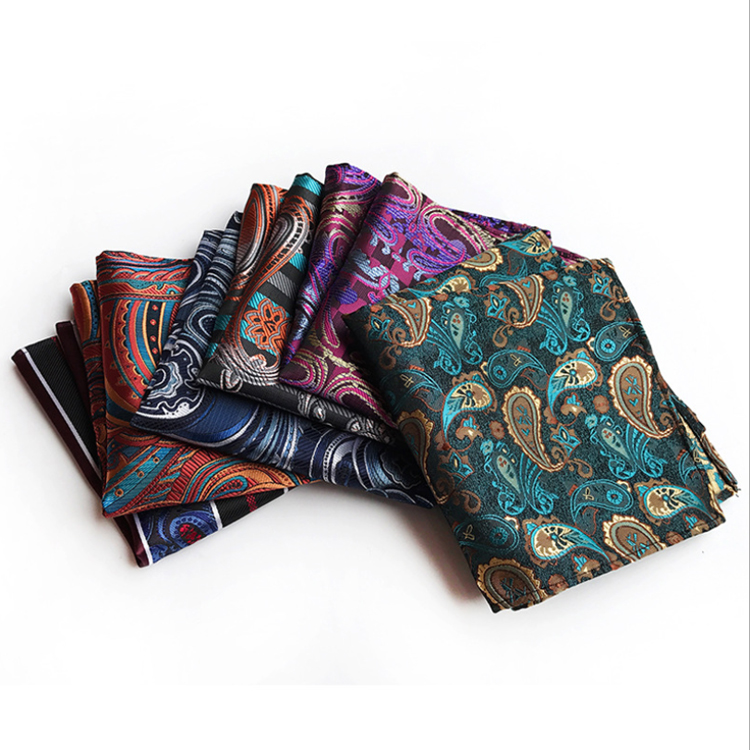 Jacquard Woven Pocket Squares For Men Fashion Handkerchief Custom Print Paisley Hankerchief For Men
