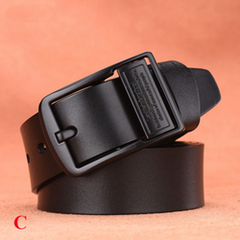 Wholesale Custom New Adjustable Casual Pin Buckle Belt Fashion Luxury Business Men Black Genuine Leather Belt