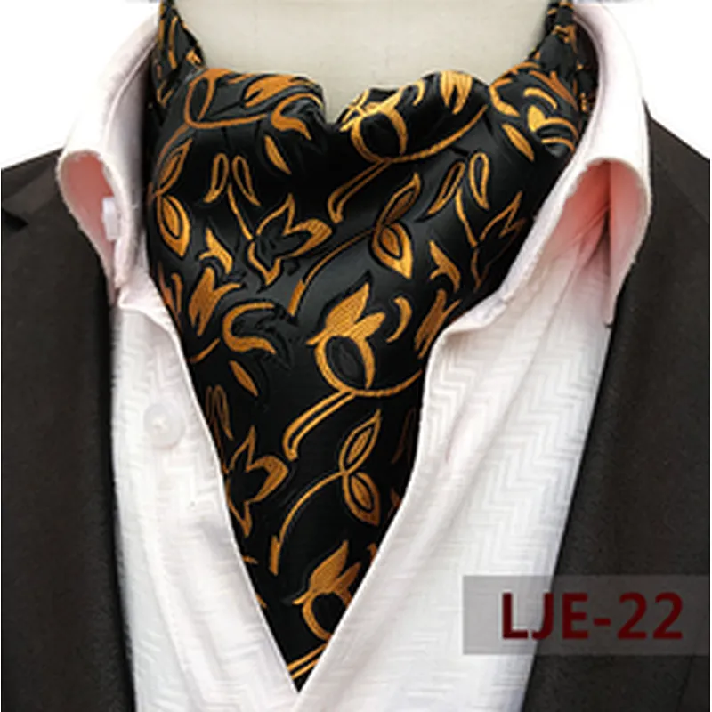 Fashion Paisley Folard Mens Ascot Casual Cravate Homme Polyester Jacquard Woven Ties For Men Italian