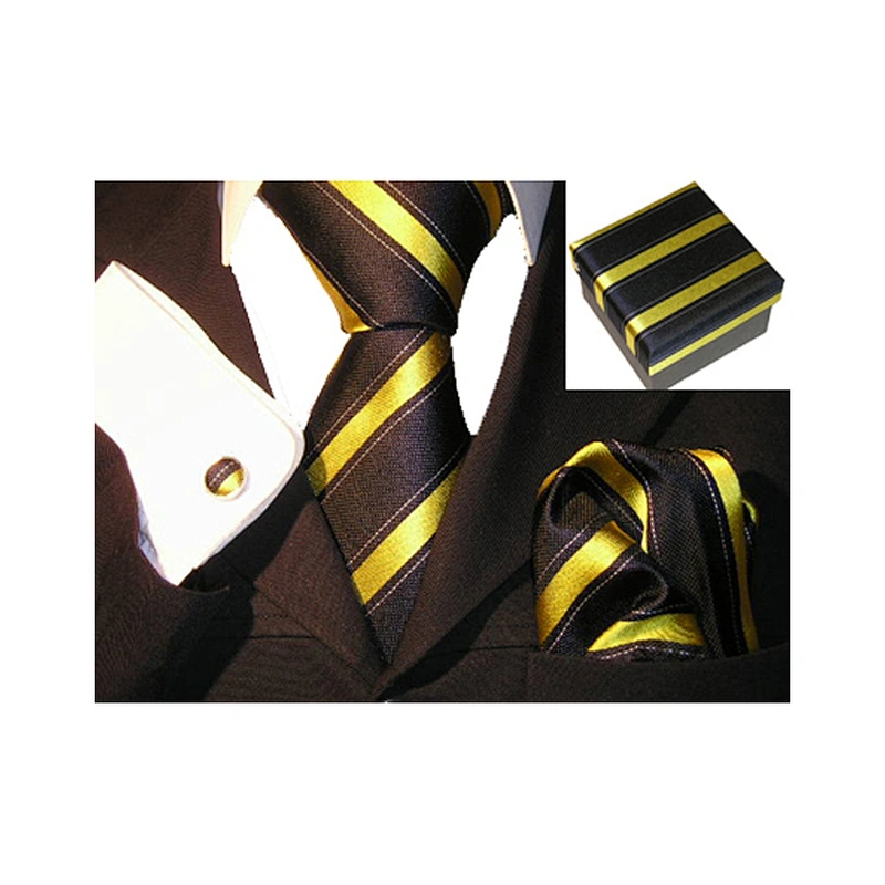 Wholesale Silk Tie Set Luxury Neckties With Pocket Square Men Handkerchief In Gift Box Custom Tie Pocket Square and Cufflink Set