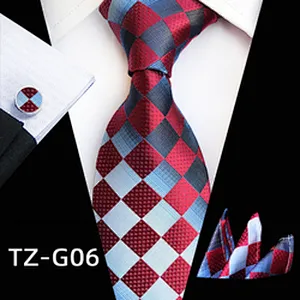 Wholesale Neckties with Pocket Squares Luxury Tie and Cufflinks Set Striped Men Ties and Hanky Set Ensemble Cravate
