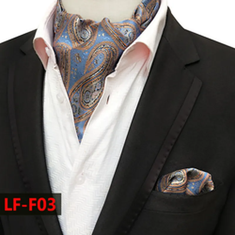 Fashion Folard Mens Ascot Classic Cravate Homme Paisley Jacquard Woven Hanky Set Polyester Hankerchief for Men