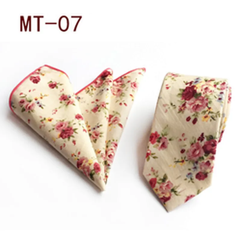 Classic Men Ties and Hanky Set Floral Neckties with Pocket Squares Casual Neck Ties For Men