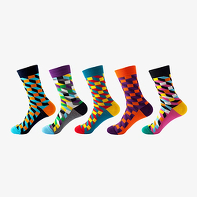 custom 40 units of men's novelty woven colorful crew patterned socks size EU37-44