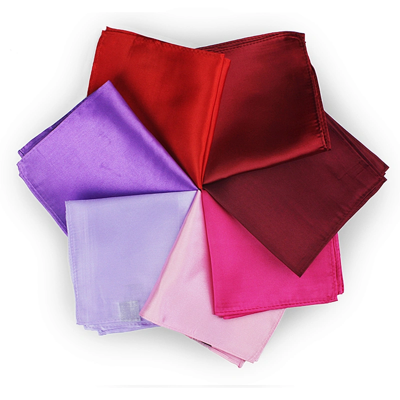 Mouchoir Solid Color Scarfs Polyester Plain Square Scarf Foulard Carre Satin Pocket Square For Men