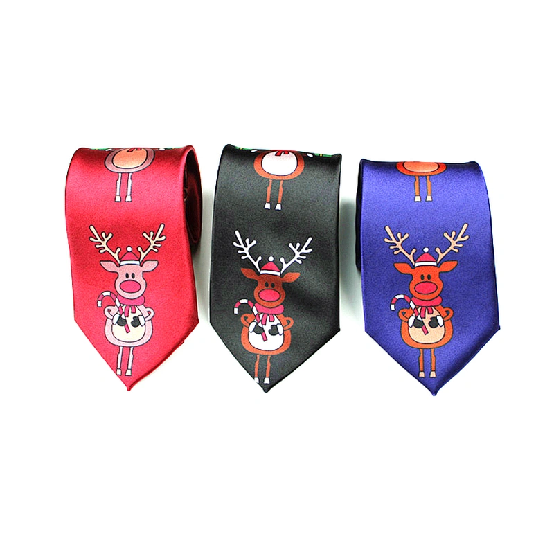 Christmas Digital Printing Neck Tie Men Tie Red Bule Black White 100% Polyester Customer Normal